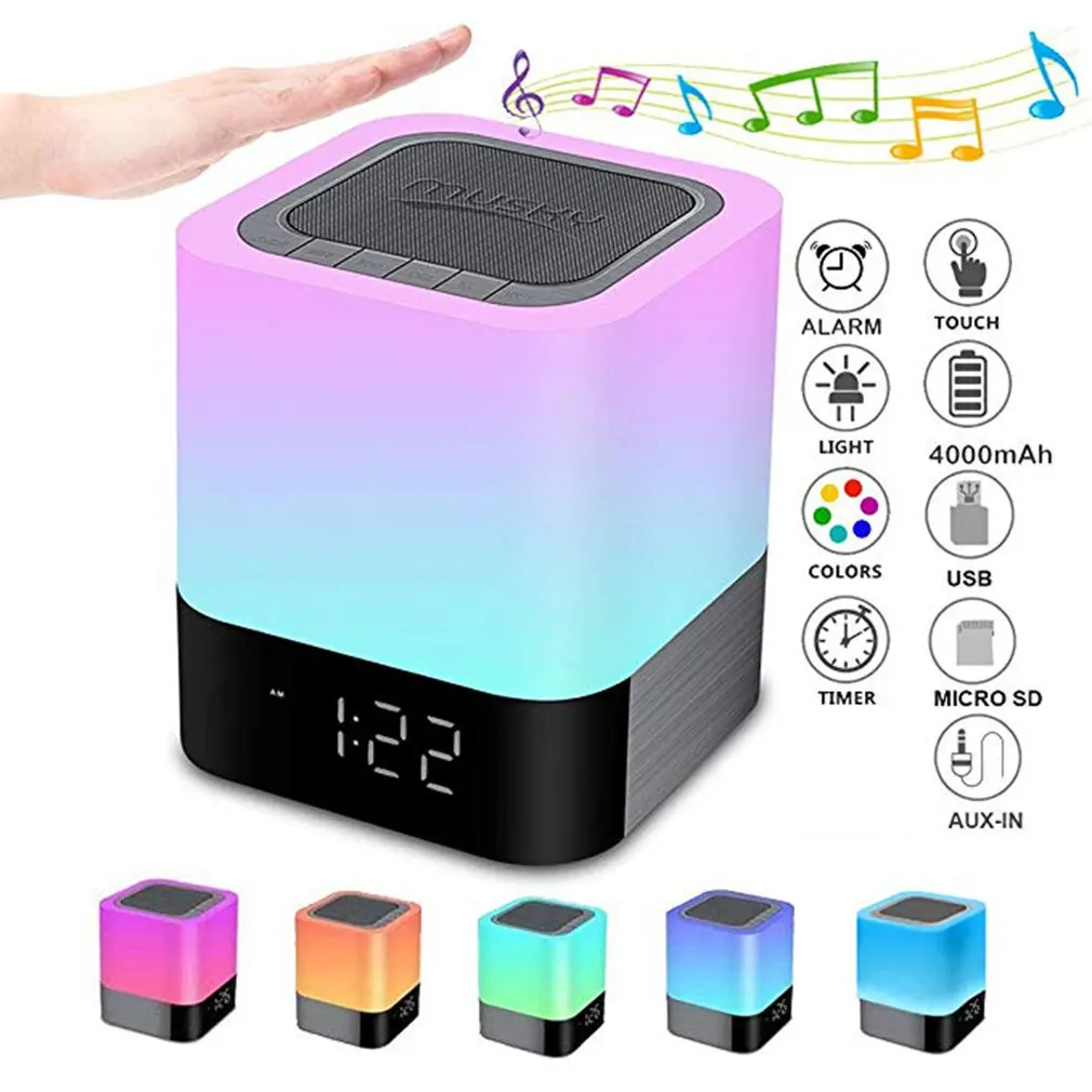Ночные огни будильник динамик умный сенсорный контроль затемнения RGB LED