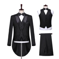 plus size 4xl men white black lapel tail coat stage singer costume homme wedding groom prom tuxedo suits men suit jacketpants