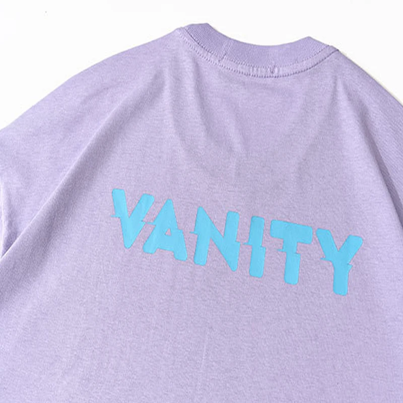 

ELKMU Character Letter Graffiti Print T-shirt Streetwear Harajuku Men Short Sleeve Tshirt Summer Tops Tees Purple Shirts HE800