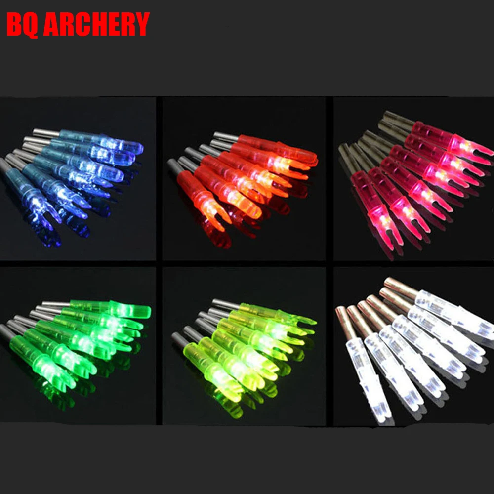 6pcs LED Arrow Nock Archery Lighted Nocks ID6.2mm Carbon Shafts for Traditional Bow Recurve Bow Hunting Shooting