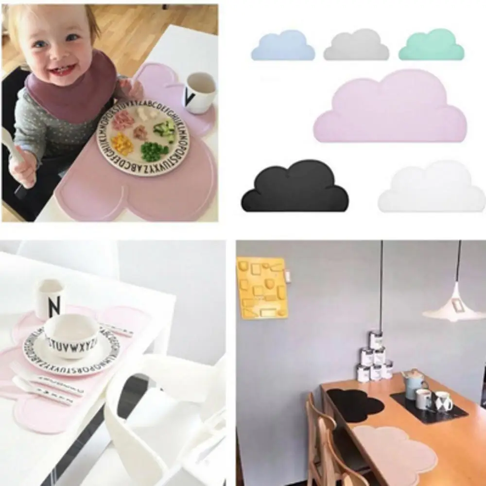 

1Pcs Cloud Shape Placemat Kids Plate Mat Food Grade Silicone Table Pad Waterproof heat insulation Kitchen gadget Easy Cleaning