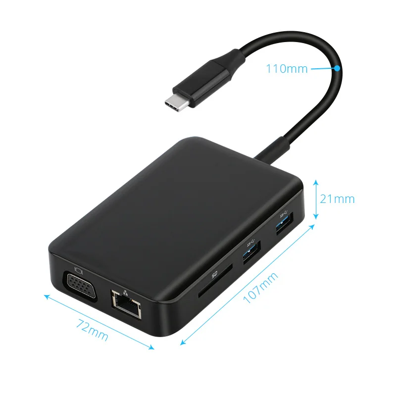 Многофункциональный USB-концентратор 9 в 1 для HDTV Micro SD/TF VGA DC 3 5 аудио портов