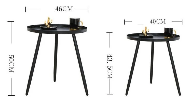 Folding Round Coffee Table Iron Sofa Small Side Hotel Bedside Black Gold End Tea | Мебель