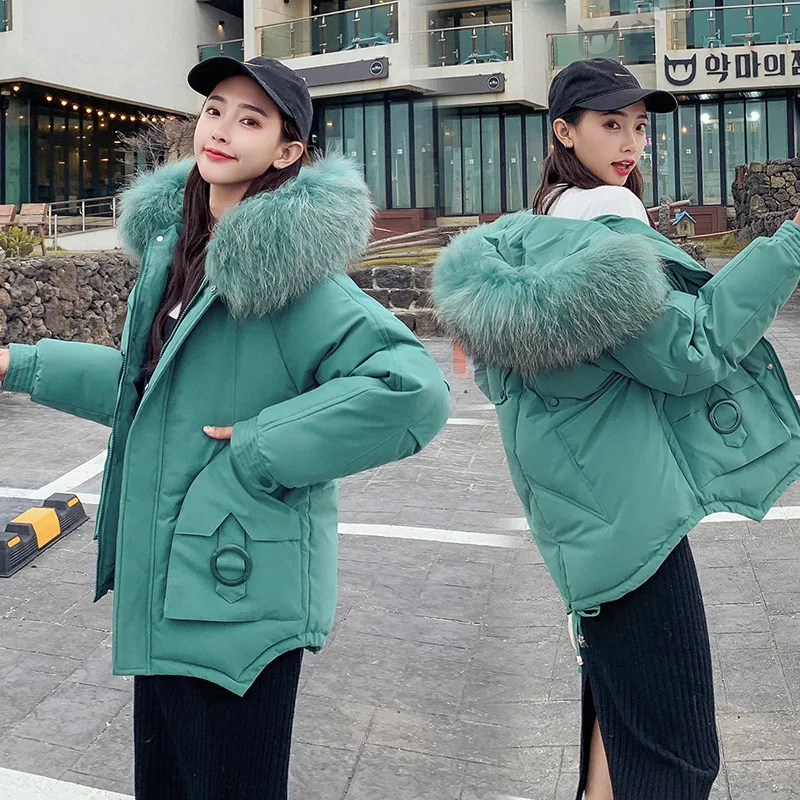 

Fashionable Warm Cotton Liner Hooded Down Parkas Coat Winter Jacket Women Adjustable Waist Fur Collar Jacket Parka 2020 New