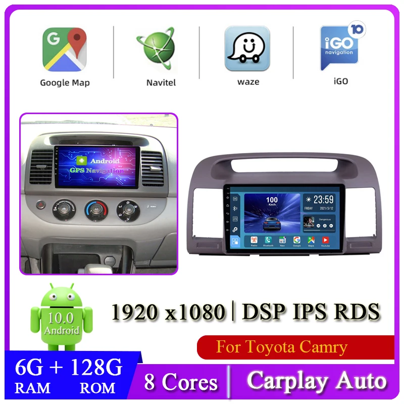 

Android 10 Car Multimedia DVD Radio Player For Toyota Camry 2000~2005 Auto Carplay Navigation GPS Audio Head Unit NAVI