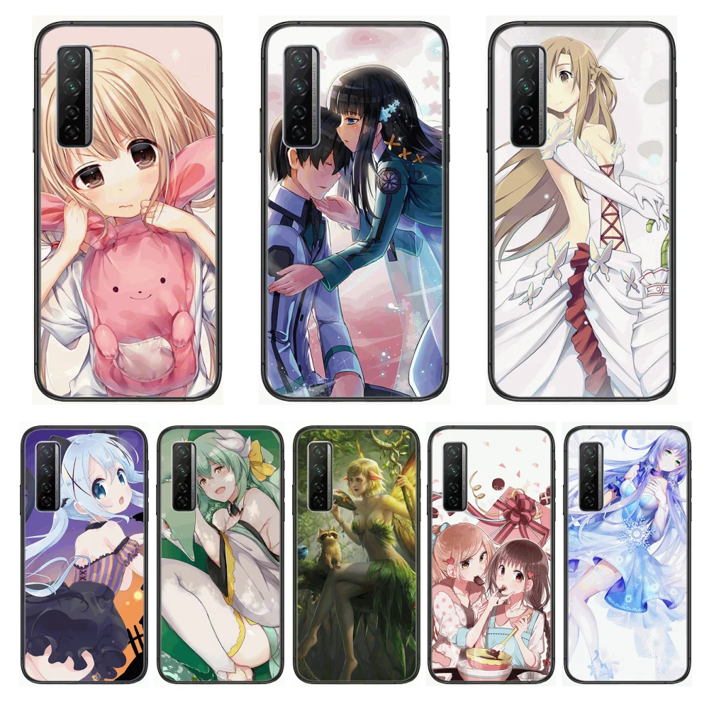 

Girl animation theme Phone Case For Huawei Nova p10 lite 7 6 5 4 3 Pro i p Smart ZBlack Etui 3D Coque Painting Hoesje