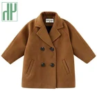 Твидовая куртка для мальчиков и девочек, длинная, двубортная, теплая, демисезонная, Зимняя