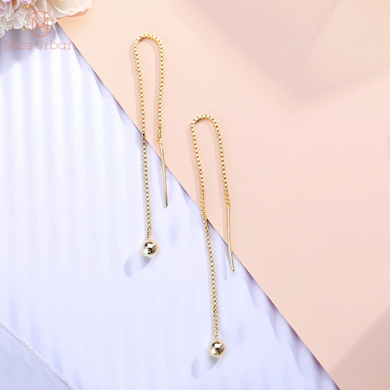 Новое поступление миниатюрные серьги-гвоздики с цепочкой и шариками модные