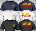 Футболка мужская двусторонняя с круглым вырезом, дизайнерская рубашка с надписью полиция города Майами, в стиле хип-хоп
