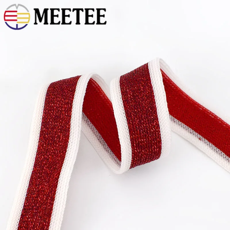 Meetee 20 м 2 см золотистые серебристые вязаные детские спортивные брюки ткань