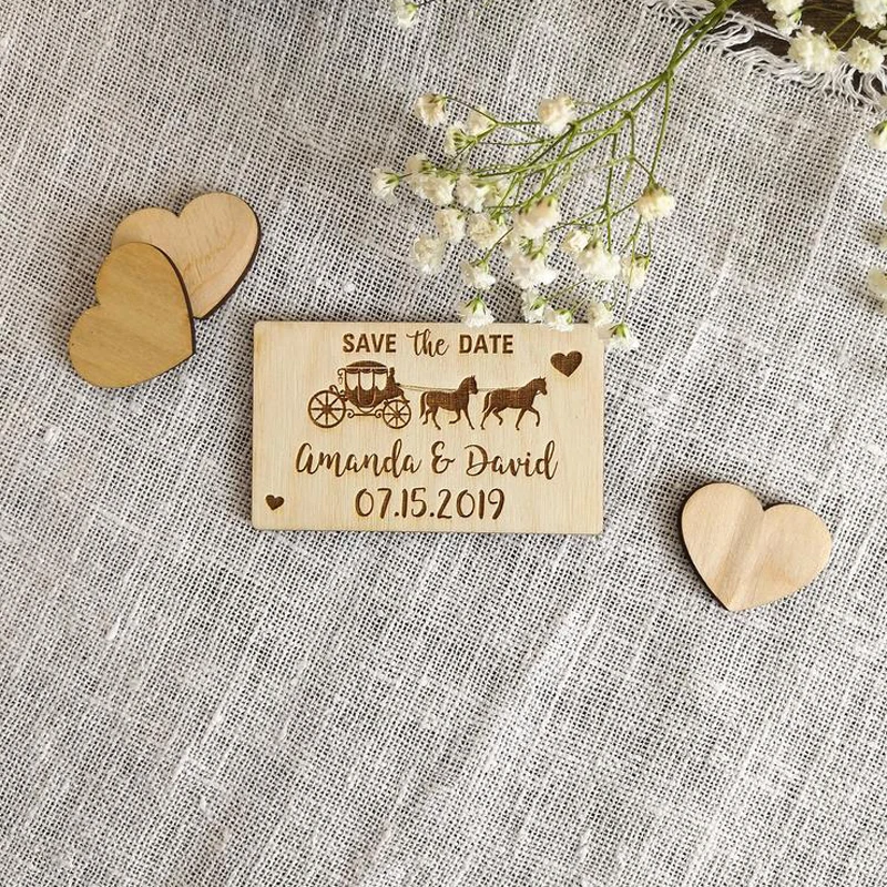 Индивидуальные магниты для свадьбы Save The Date деревенская свадебная карета
