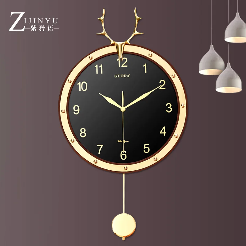 Large 3d Wall Clocks Home Decor Living Room Swing Clock Watches American Deer Head Duvar Saati Gift Ideas FZ293 | Дом и сад