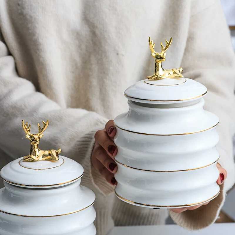 Creative fashion ceramic storage can sealed can kitchen storage and finishing sealed ceramic can