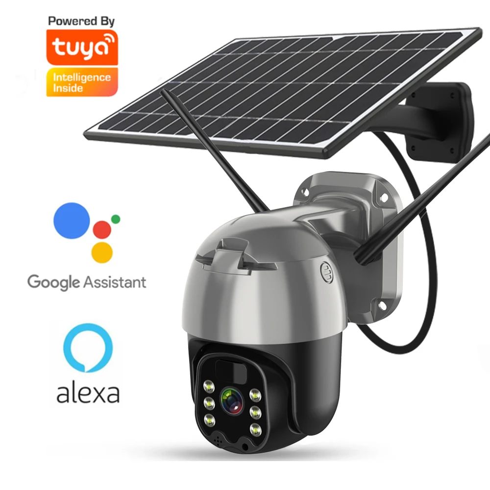 

Tuya Smart Life Wifi 360 Camera Solar Powered Outdoor 3MP Solar Panel PTZ Camera Night Vision CCTV PIR Camera With Alexa Google