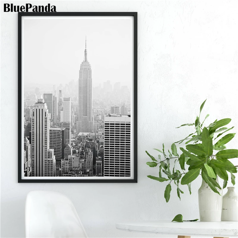 Здание города черно белая художественная Скандинавская Картина на холсте с