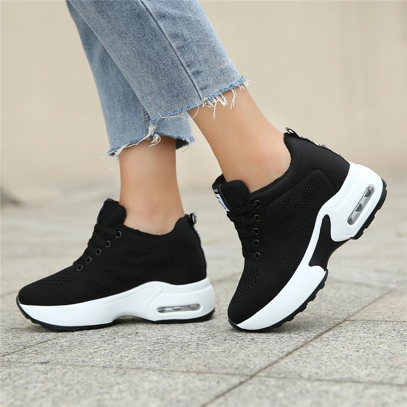 Classic Winter Sneakers Women Air Cushion Winter Shoes Girls Warm Fur Sports Shoes Casual Female Increasing Zapatillas Mujer