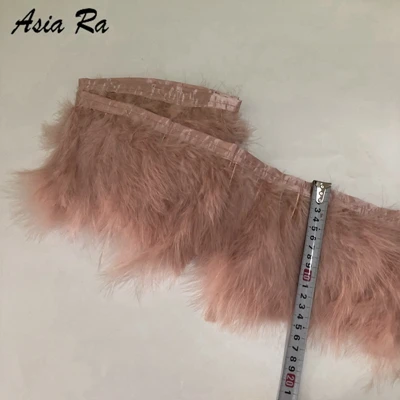 leather pink 2 ярда Белый индюк перо полосы для свадьбы Марабу перо планки бахромы 13-20 см Ширина - Цвет: leather pink