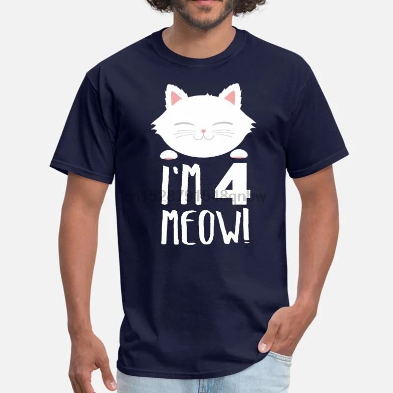 Личность I Am 4 Meowl Cat Футболка для женщин круглый воротник Kawaii Мужская футболка