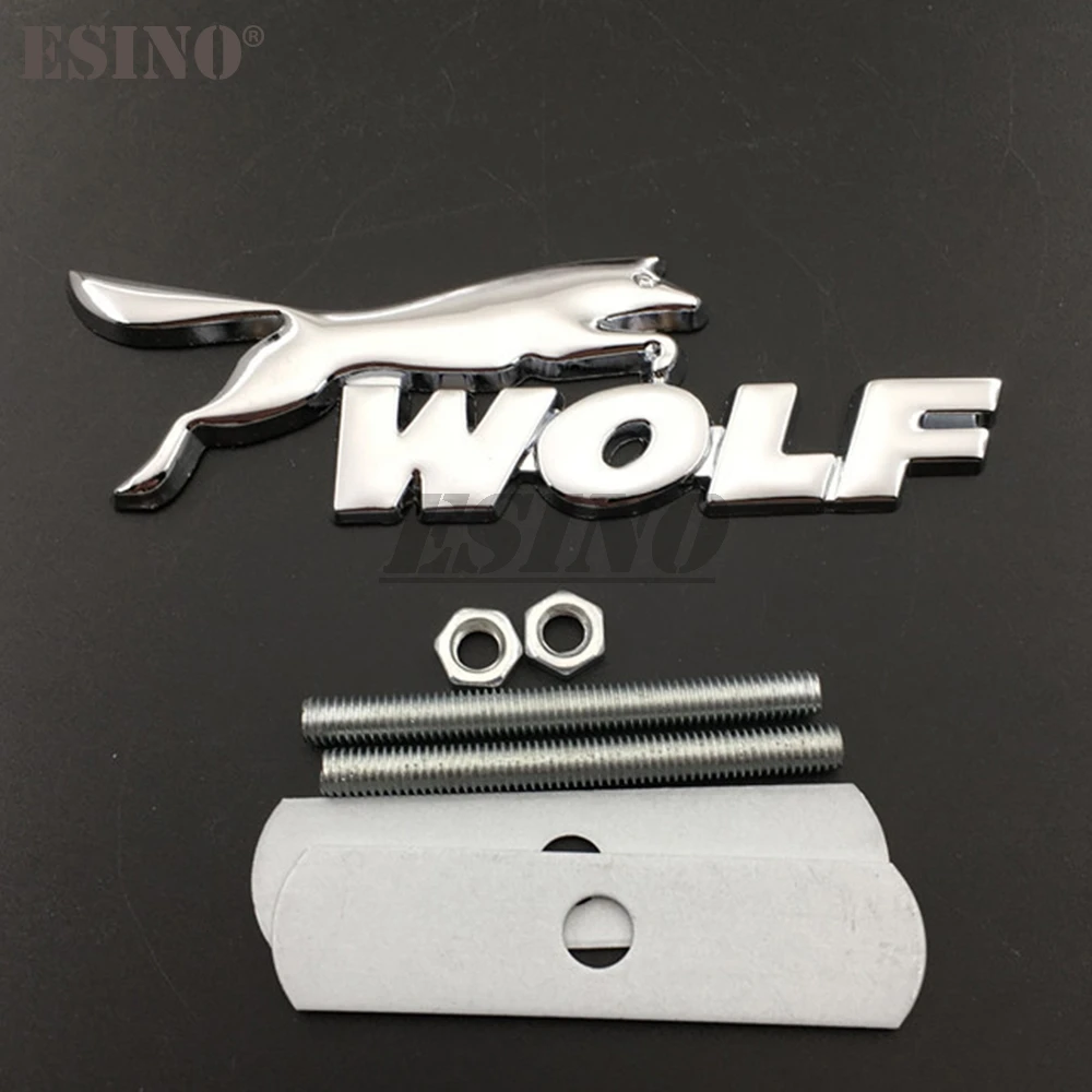 3D значок из цинкового сплава с изображением волка гоночного автомобиля передним