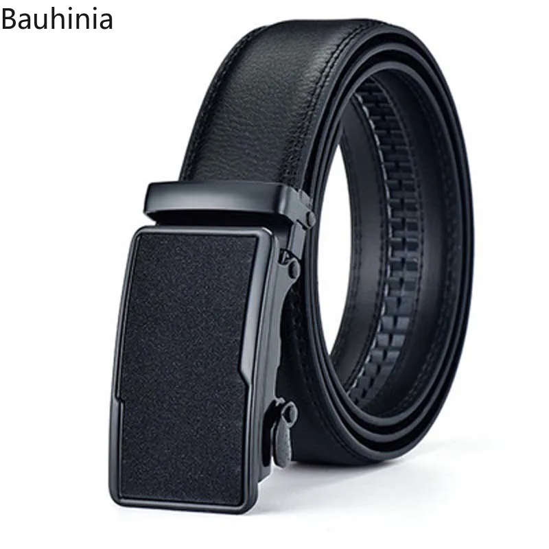 

Bauhinia New Male Designer Automatic Buckle Leather Belt With Men's Black Belt Simple Buckle Business 3.5CM Belt