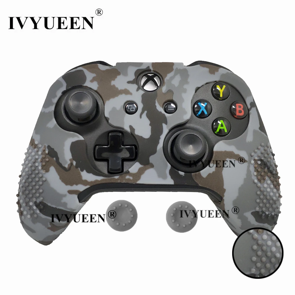 IVYUEEN, 15 цветов, силиконовый чехол для microsoft Xbox One X S, тонкий контроллер, защитный чехол с аналоговой ручкой для большого пальца - Цвет: Gray Camo