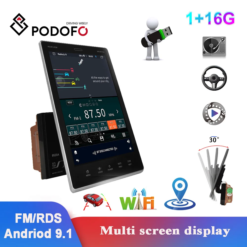 Автомагнитола Podofo 2 din Android 9 1 5 дюйма Bluetooth Wi-Fi GPS FM RDS | Автомобили и мотоциклы
