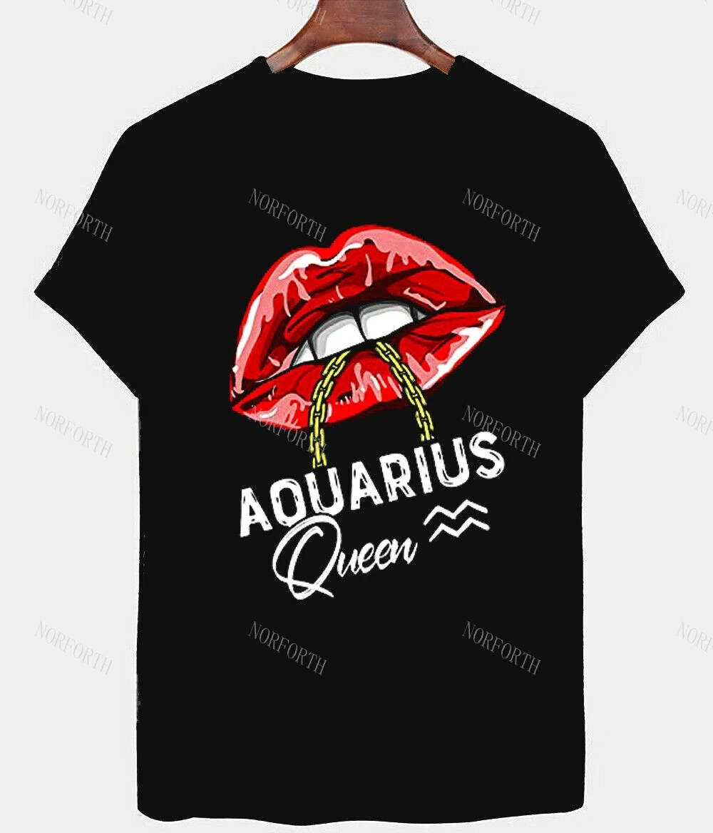 Футболка женская черная с изображением королевы Водолея января февраля дня