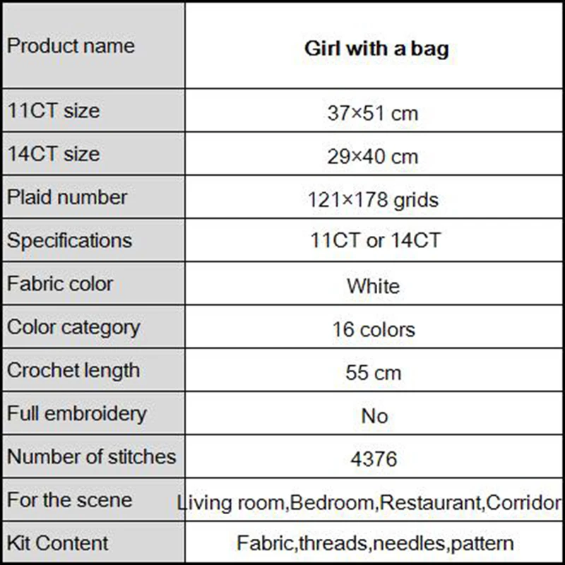 Joy Sunday вышивка крестиком девушка с сумкой ручная работа холст печать набор для