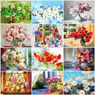 AZQSD масляная краска ing по номерам Цветок окраска по номерам ручная краска Холст Картина Акриловая Краска на холсте без рамки настенная живопись