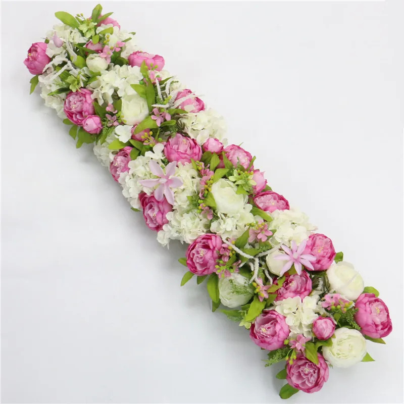 D Rose custom made Artificial rose flower row Wedding background wall arch Welcome desk decorative fake flower Home holiday decoration - Цвет: D Rose