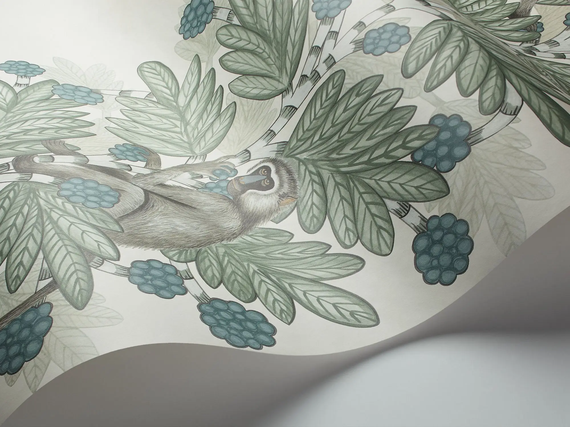 Acacia Wallpaper nordic wallpaper with Monkey climb in beige color scandinavian style | Строительство и ремонт
