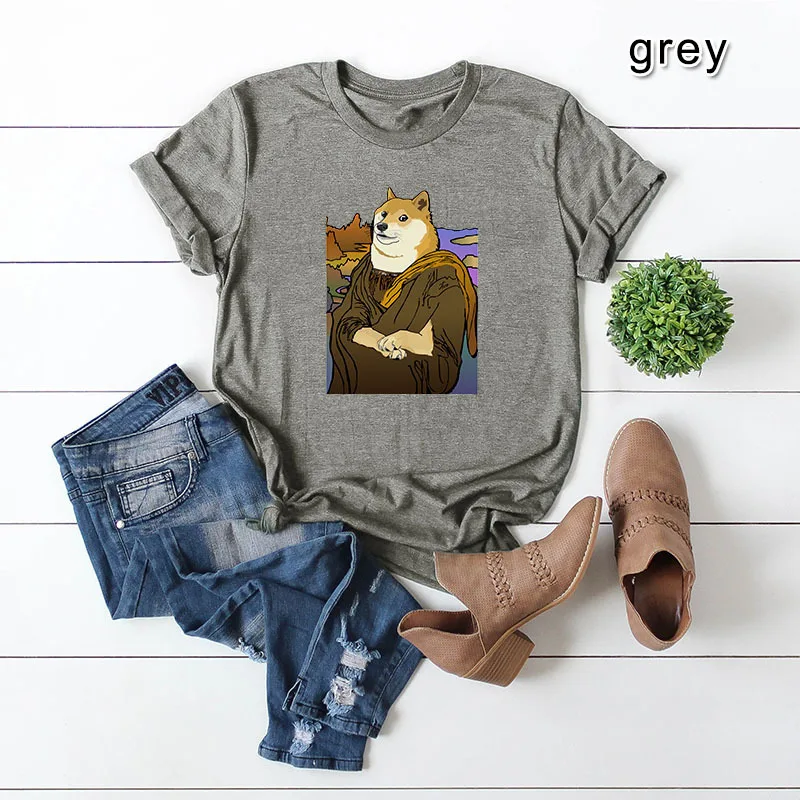 Футболка женская оверсайз с принтом в виде фотособаки и коротким