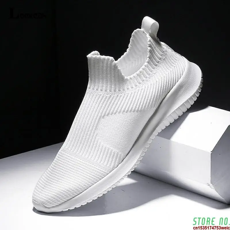 

Sneakers Men Lightweight Running Shoes Breathable Knitted Sock Shoes White Jogging Walking Sport Shoes Male Casual Shoes