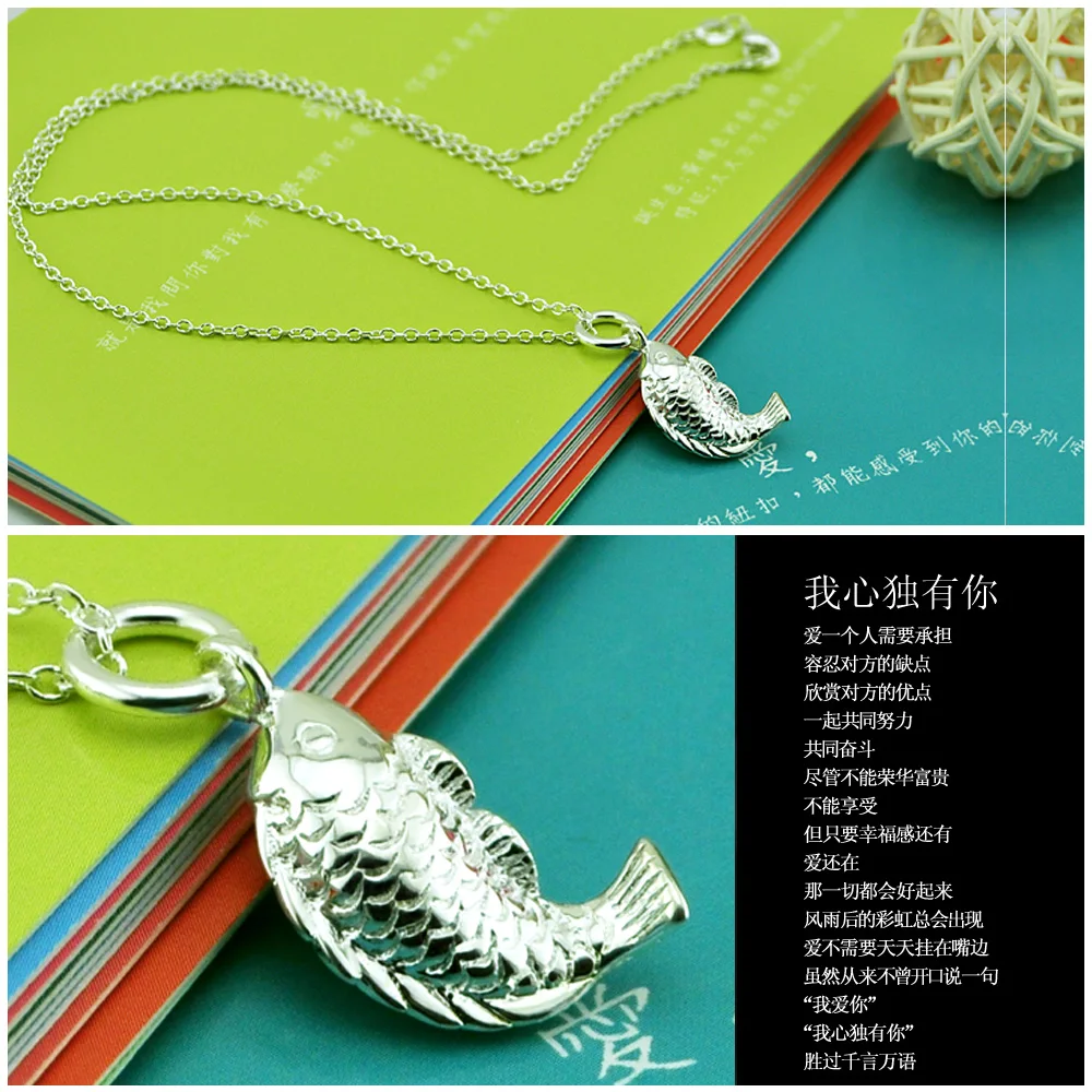 Модное женское украшение серебряного цвета ожерелье Милая Рыба кулон до ключиц