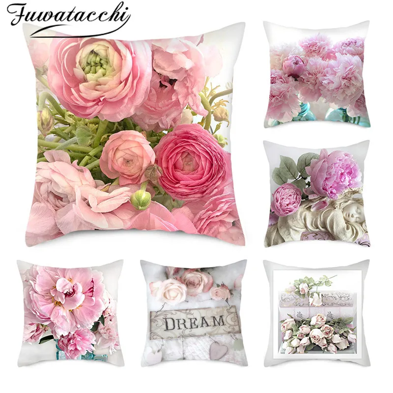 Fuwatacchi наволочки с розовыми цветами красивые для Цветочная Подушка дома спальни