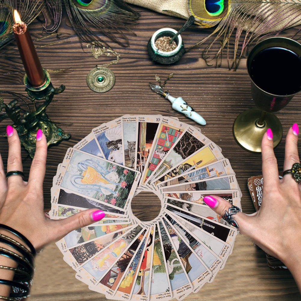 78 карт колода Таро языческих кошек традиционный английский Семья вечерние