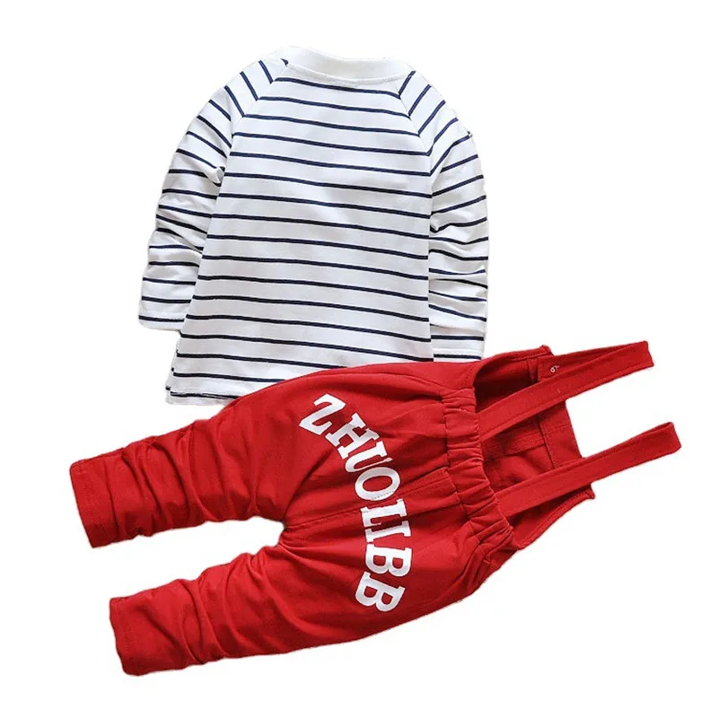 

2020 New Spring and Autumn Leisure Version 1-4 Years Old Baby Cartoon Panda Long Sleeve Strap Trousers Two-piece Suit Tide