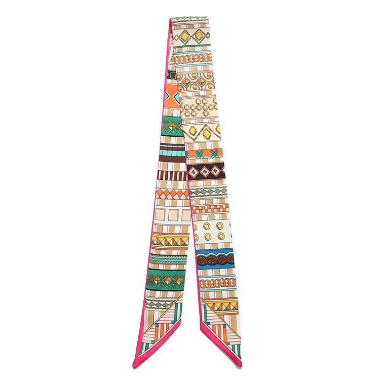 

100*5CM Korean Style Women Silk Scarf Ribbon Bag Handle Wrappy Mixed Design Necker Chief Hair Band Small Neck Scarves шарф