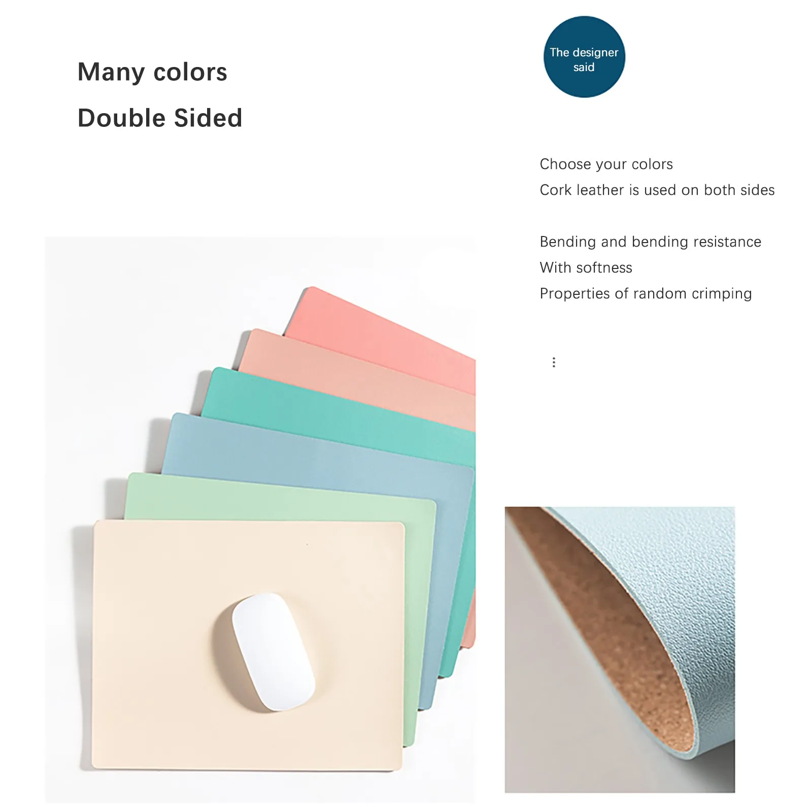 Однотонный офисный коврик для мыши кожаный двухсторонний Водонепроницаемый из