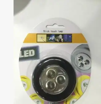 black 3 LED Настенный светильник с питанием от батареи, самоклеющаяся Беспроводная палка, сенсорный светильник для гардероба, автомобильный ночной потолочный свет, внутренний светильник ing - Испускаемый цвет: black 3 LED
