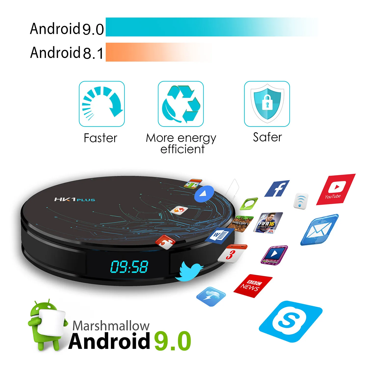 4 Гб 64 Гб HK1 Plus Android 9,0 ТВ BOX Amlogic S905X2 4 ядра, Wi-Fi, BT4.0 H.265 4K Youtube Google Play Смарт ТВ коробка PK X96 MAX X2