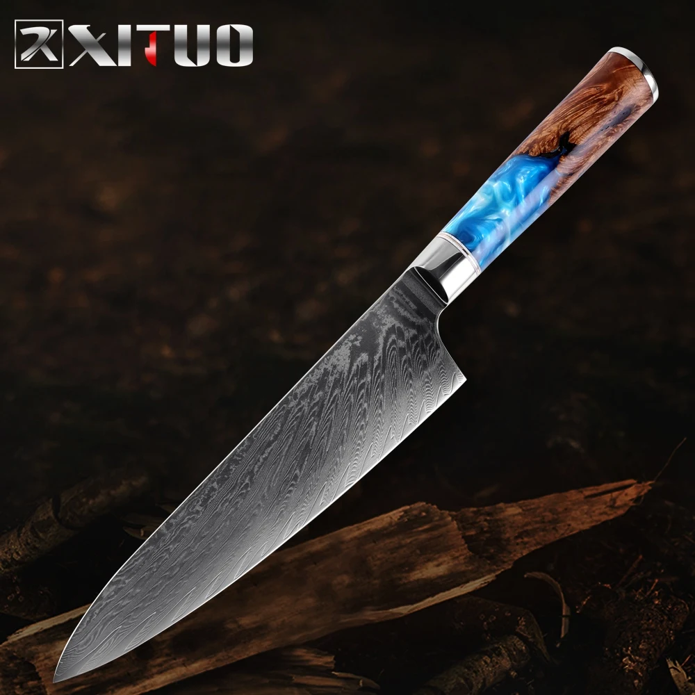 Нож шеф-повара XITUO VG10 из дамасской стали острый кухонный нож сантоку для нарезки