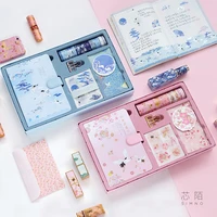 1set chinese antiquity style portable traveler journal notebook stationery set gift bullet journal clips stickers tape box
