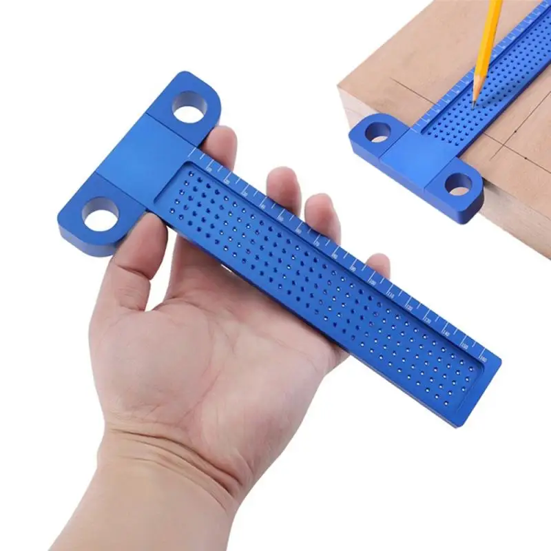 

Woodworking Scribe 160mm T-type Ruler Hole Scribing Gauge Aluminum Crossed Feet Woodworking Crossed-out Tool Measuring Tool