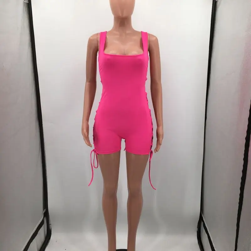 

ZOOEFFBB Bandage Bodycon Playsuit Summer Women Clothes One Piece Sexy Club Night Party Outfit Workout Rompers Jumpsuit Shorts