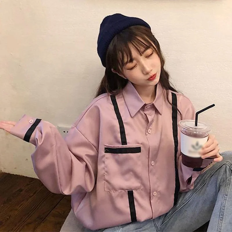 Модные женские блузки с длинным рукавом и отложным воротником милая рубашка