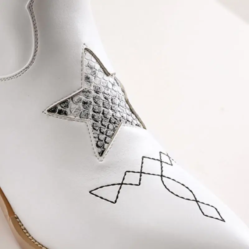 FITWEE женская обувь Женские ботильоны с острым носком В ковбойском стиле Ботинки