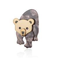 acrylic polar bear brooches for women men resin animal brooch pins badge shawl suit lapel accessories party jewelry gifts broche
