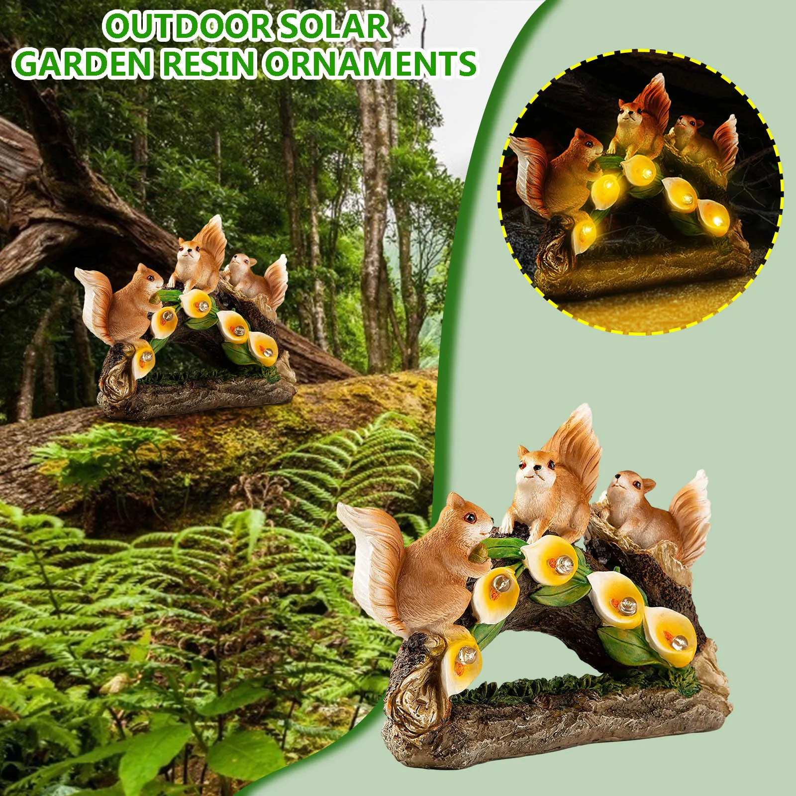 

Solar LED Garden Squirrel Resin Decoration Crafts Gardening Sculpture decoración de habitación декор для комнаты