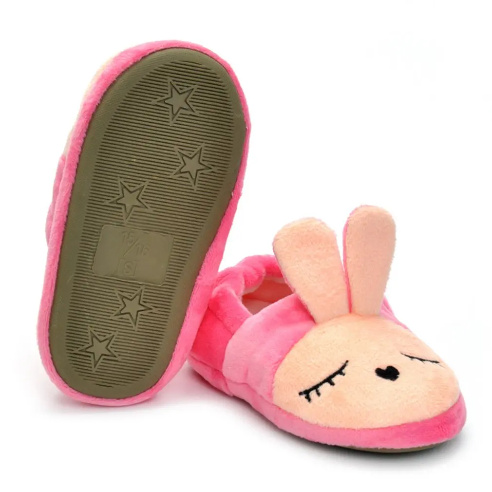 Winter Children's Cotton Slippers Cartoon Pink Bunny Floor Shoes Baby Indoor | Мать и ребенок
